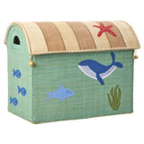 Rice Ocean Theme Raffia Legetøj Kurvehuse Sæt Med 3