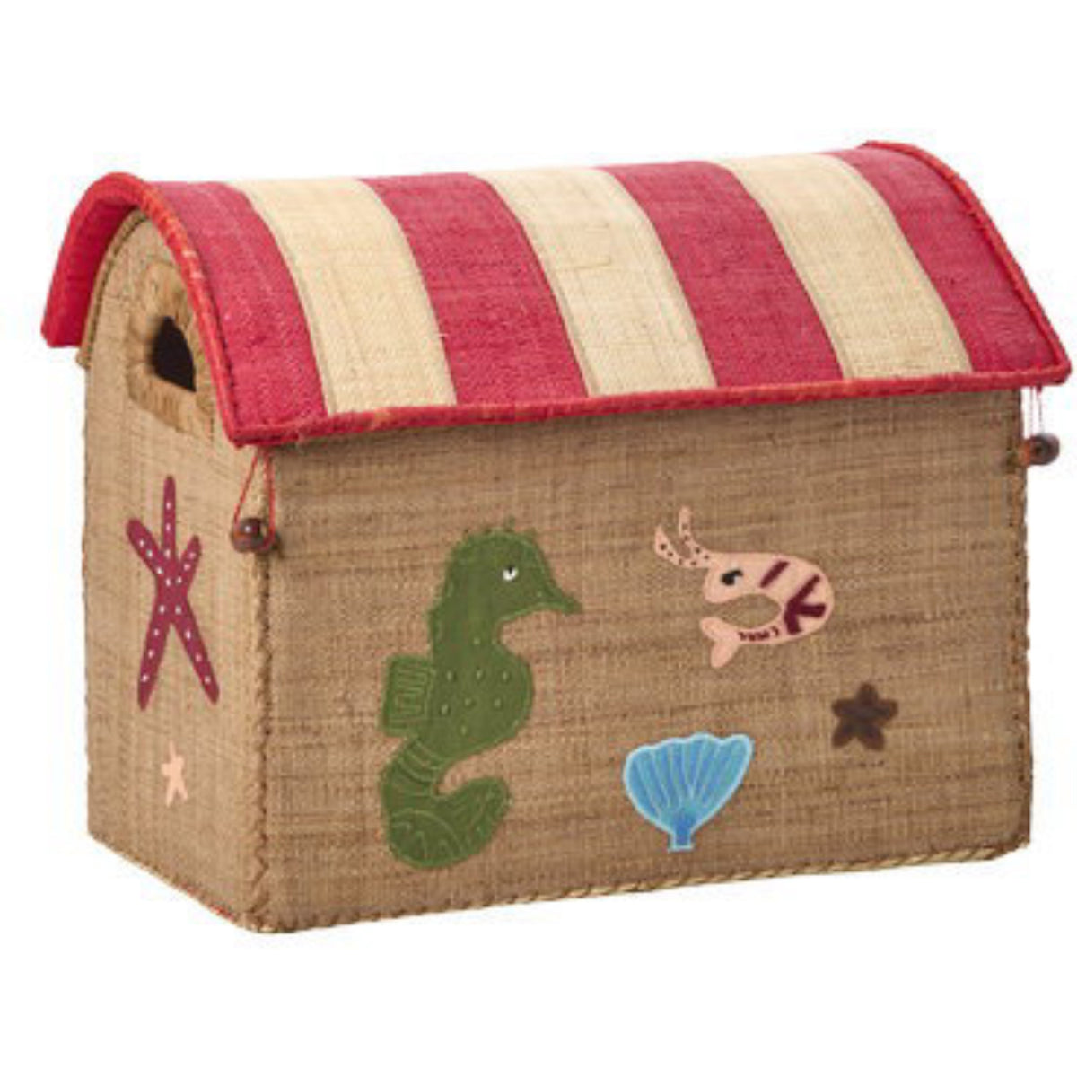 Rice Ocean Theme Raffia Legetøj Kurvehuse Sæt Med 3