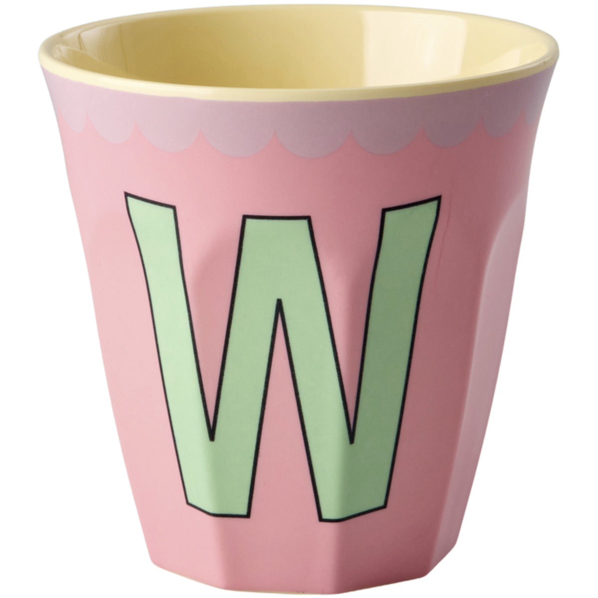 Rice Melamin Kop Med The Letter W - Vintage - Pink - Medium - 250 Ml