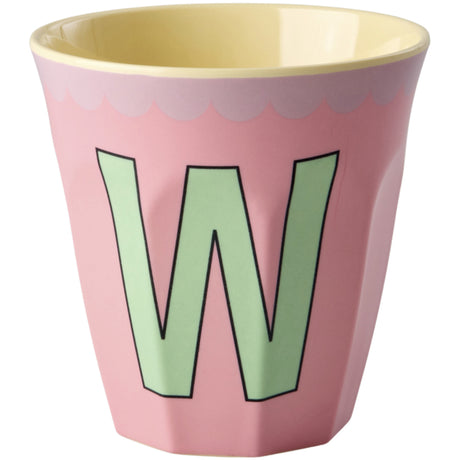 Rice Melamin Kop Med The Letter W - Vintage - Pink - Medium - 250 Ml