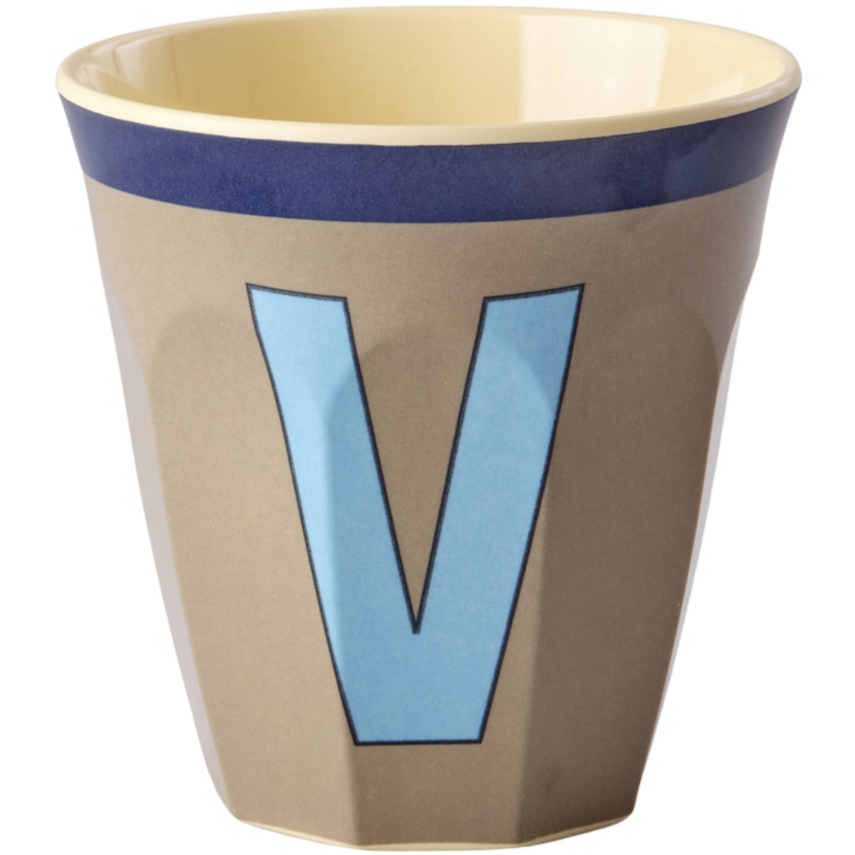 Rice Melamin Kop Med The Letter V - Vintage - Dark Beige - Medium - 250 Ml