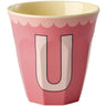 Rice Melamin Kop Med The Letter U - Vintage - Salmon - Medium - 250 Ml