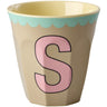 Rice Melamin Kop Med The Letter S - Vintage - Beige - Medium - 250 Ml