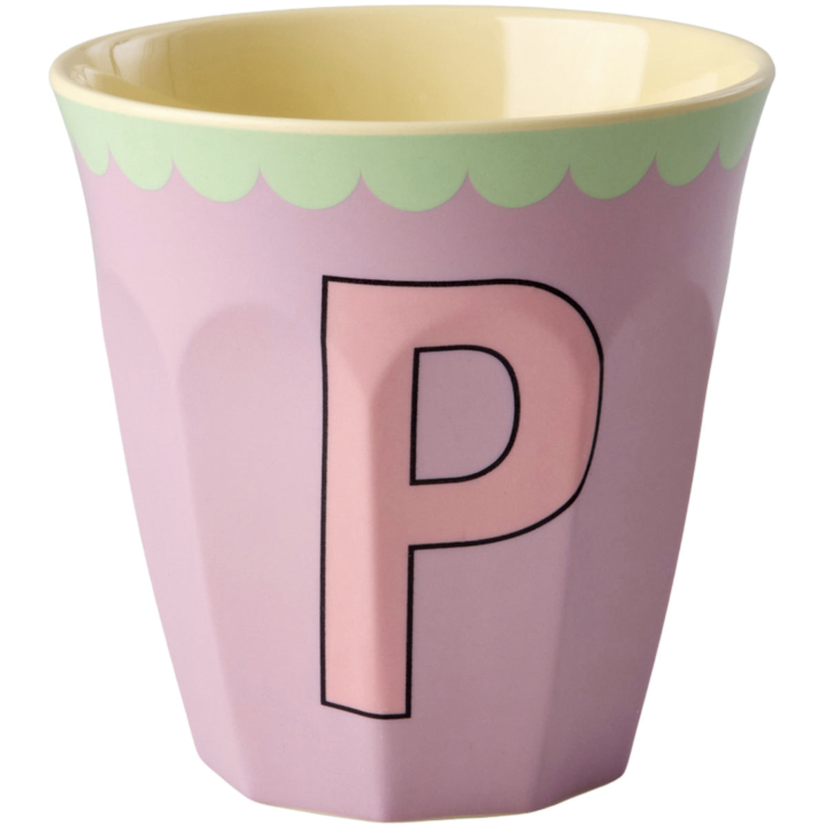 Rice Melamin Kop Med The Letter P - Vintage - Lavender - Medium - 250 Ml
