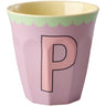 Rice Melamin Kop Med The Letter P - Vintage - Lavender - Medium - 250 Ml