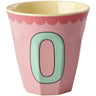 Rice Melamin Kop Med The Letter O - Vintage - Pink - Medium - 250 Ml