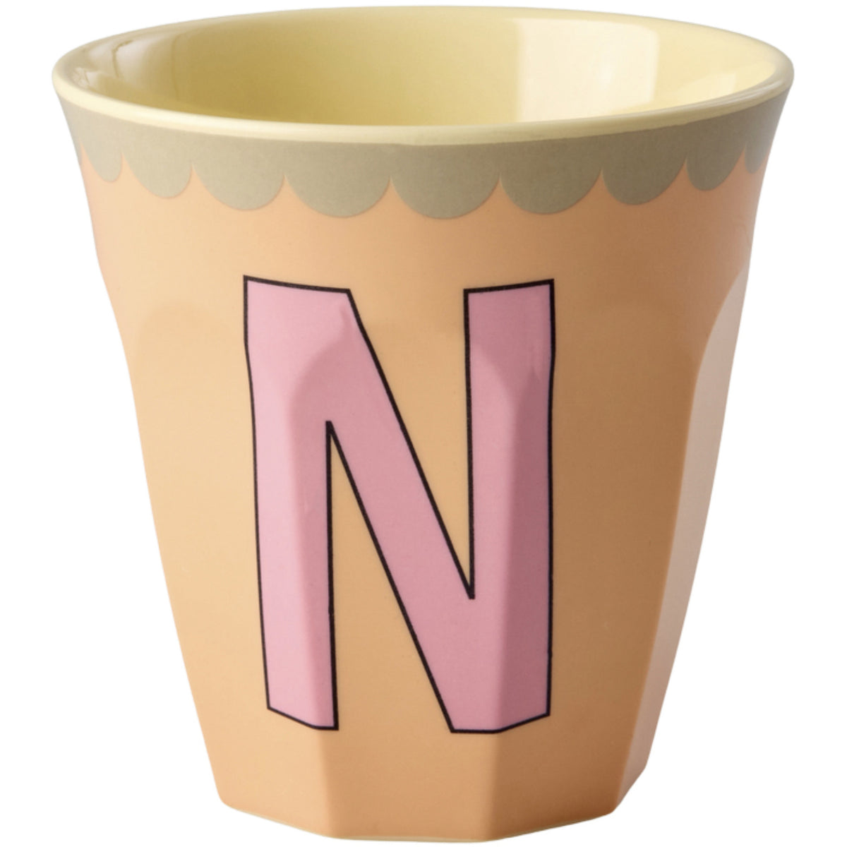 Rice Melamin Kop Med The Letter N - Vintage - Peach - Medium - 250 Ml