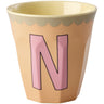 Rice Melamin Kop Med The Letter N - Vintage - Peach - Medium - 250 Ml