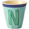 Rice Melamin Kop Med The Letter N - Vintage - Mint Green - Medium - 250 Ml