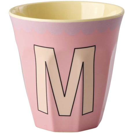Rice Melamin Kop Med The Letter M - Vintage - Pink - Medium - 250 Ml