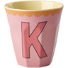 Rice Melamin Kop Med The Letter K - Vintage - Pink - Medium - 250 Ml