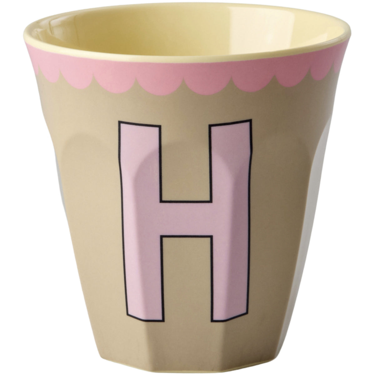 Rice Melamin Kop Med The Letter H - Vintage - Beige - Medium - 250 Ml