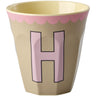 Rice Melamin Kop Med The Letter H - Vintage - Beige - Medium - 250 Ml