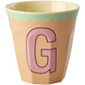 Rice Melamin Kop Med The Letter G - Vintage - Peach - Medium - 250 Ml