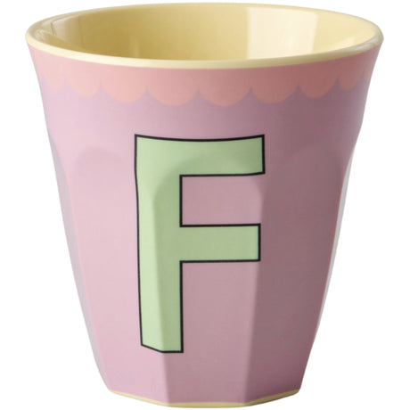 Rice Melamin Kop Med The Letter F - Vintage - Lavender - Medium - 250 Ml