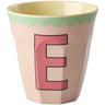 Rice Melamin Kop Med The Letter E - Vintage - Soft Pink - Medium - 250 Ml