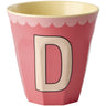 Rice Melamin Kop Med The Letter D - Vintage - Salmon - Medium - 250 Ml