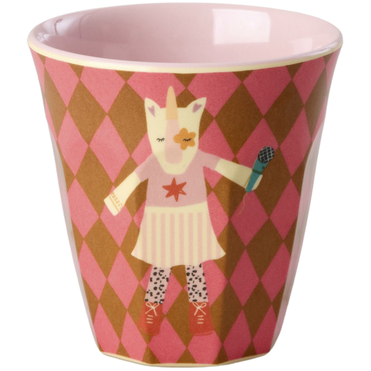 Rice Melamin Kids Kop Med Pink Musik Band Print - Small - 6 Pak - 160 Ml