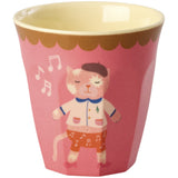 Rice Melamin Kids Kop Med Pink Musik Band Print - Small - 6 Pak - 160 Ml