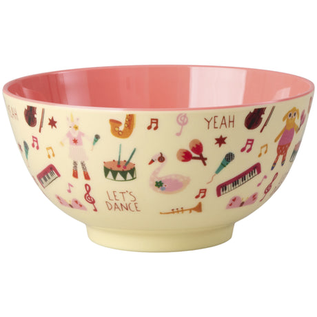 Rice Melamin Skål Med Pink Musik Band Print - Medium - 700 Ml