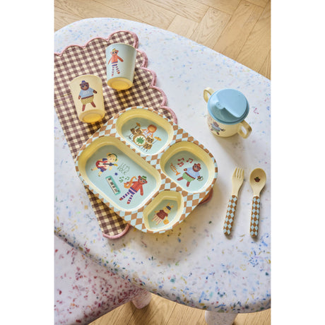 Rice Melamin Kids 4 Room Tallerken Med Blue Musik Band Print
