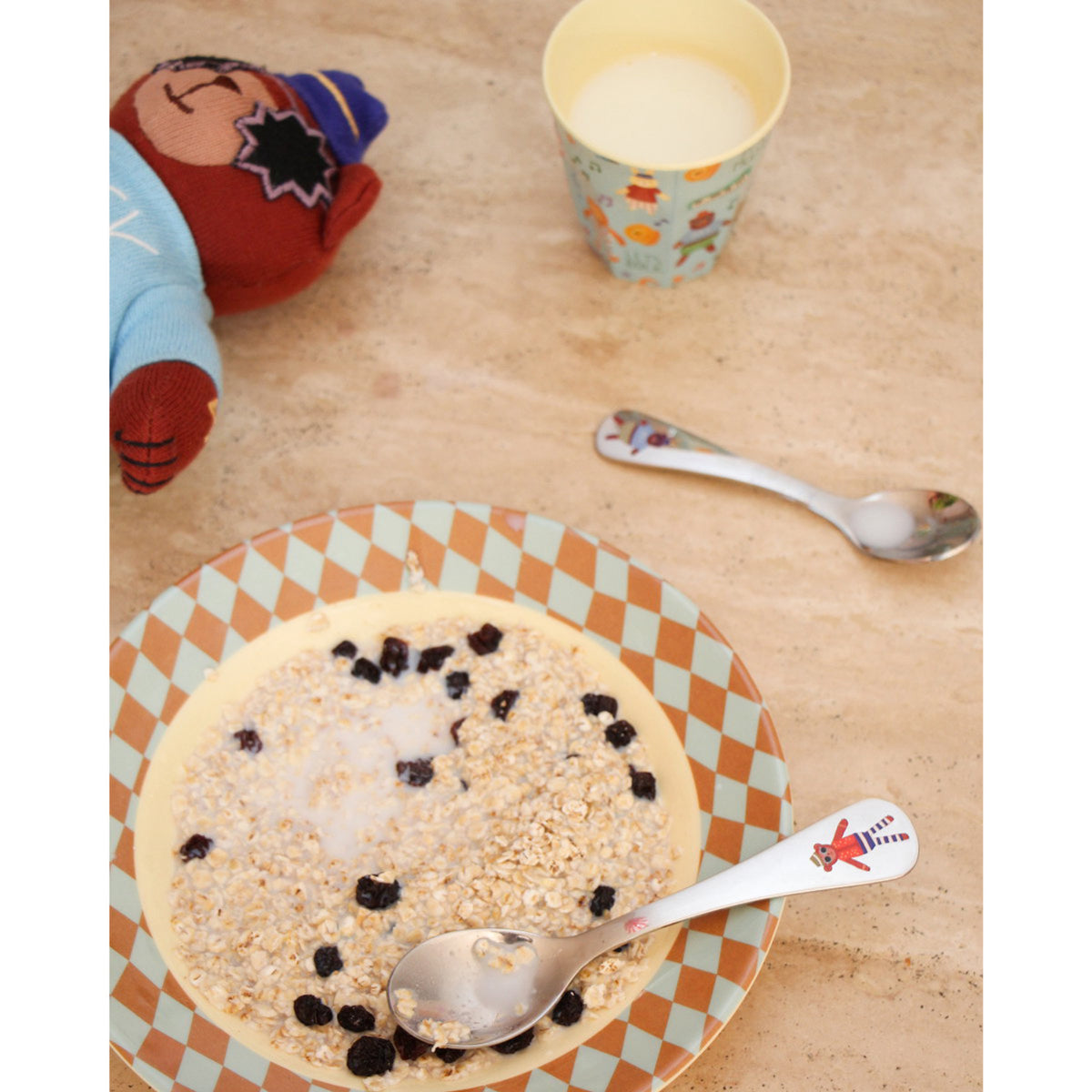 Rice Rustfrit Stål Kids Bestik Sæt Med Monkey And Bjørn Print