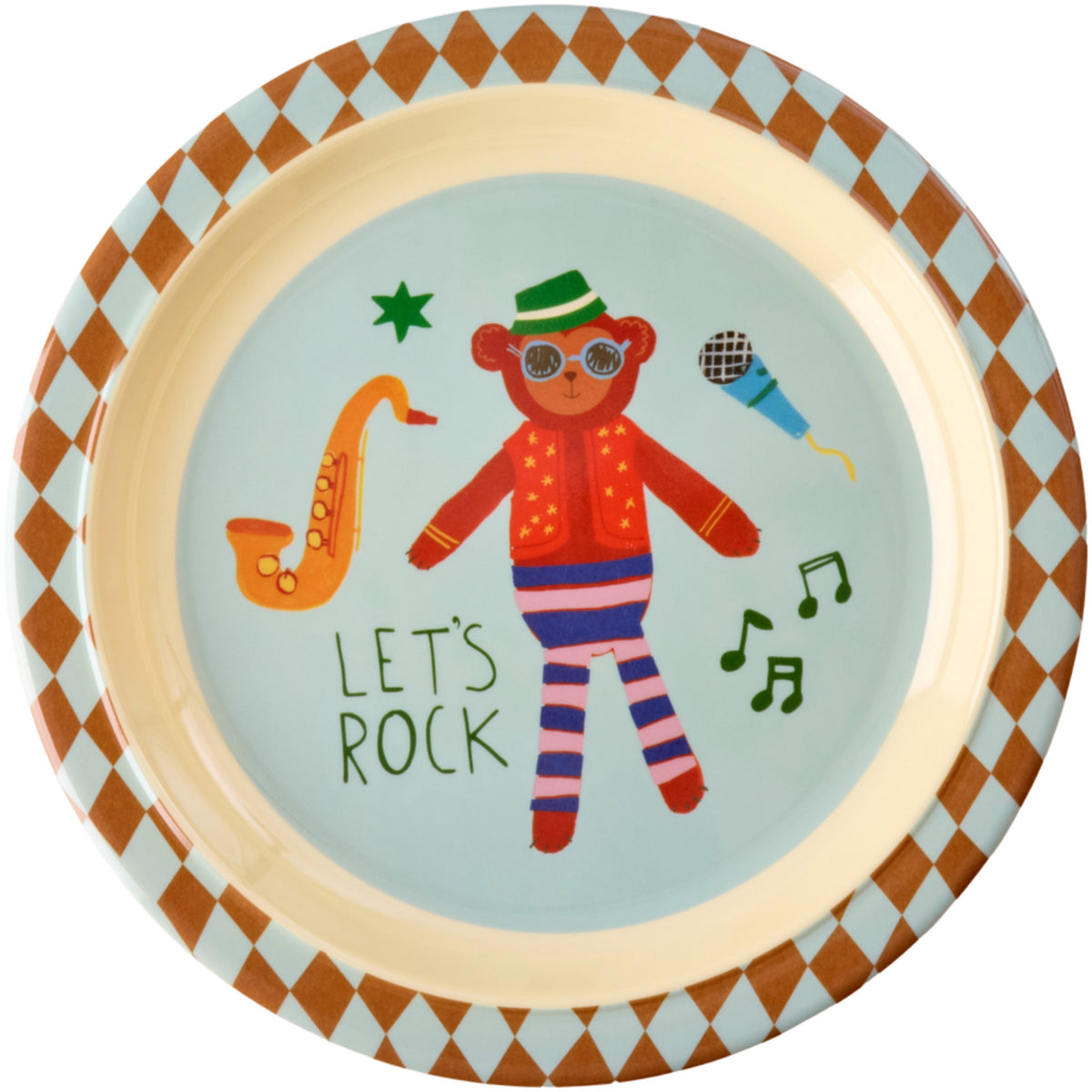 Rice Melamin Kids Lunch Tallerken Med Blue Musik Band Print