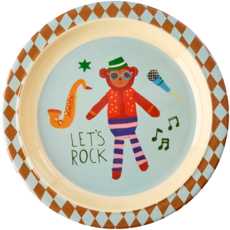 Rice Melamin Kids Lunch Tallerken Med Blue Musik Band Print