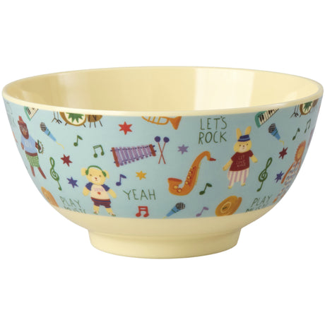 Rice Melamin Skål Med Blue Musik Band Print - Medium - 700 Ml