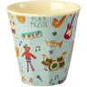 Rice Melamin Kids Kop Med Blue Musik Band Print - Small - 160 Ml