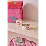 Rice Rustfrit Stål Baby Skål Med Fixed Betræk - Pink Fun Fair Print - 300 Ml