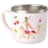 Rice Rustfrit Stål Baby Kop Med Handle And Fixed Betræk - Pink Fun Fair Print - 260 Ml