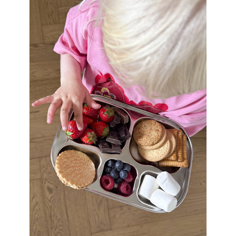 Rice Rustfrit Stål 5 Room Tallerken Med Pink Fun Fair Laser Print