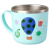 Rice Rustfrit Stål Baby Kop Med Handle And Fixed Betræk - Mint Fun Fair Print - 260 Ml