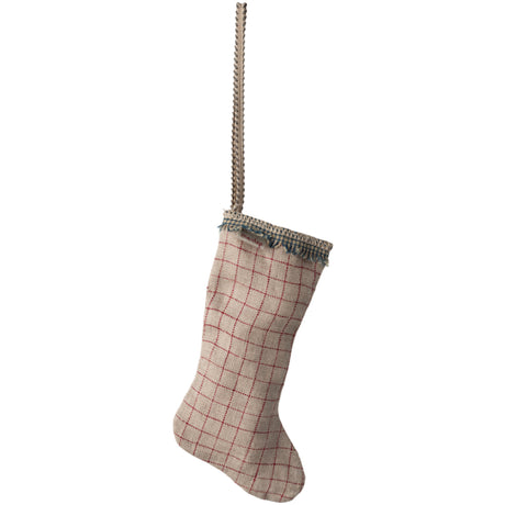 Maileg Strømpe Ornament ternet - Sand