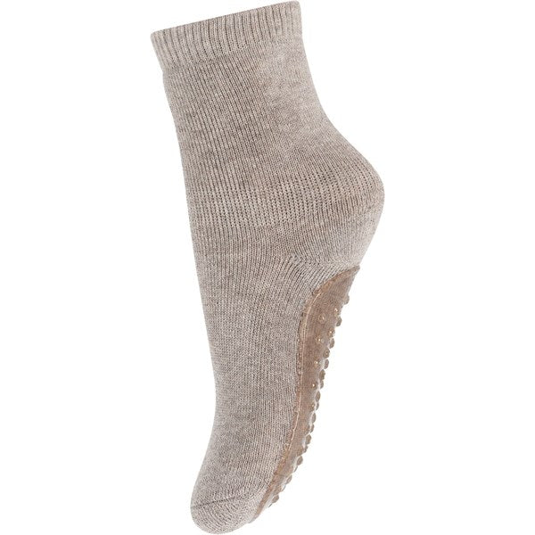 MP 7953 Cotton Anti-slip Strømper 489 Light Brown Melange