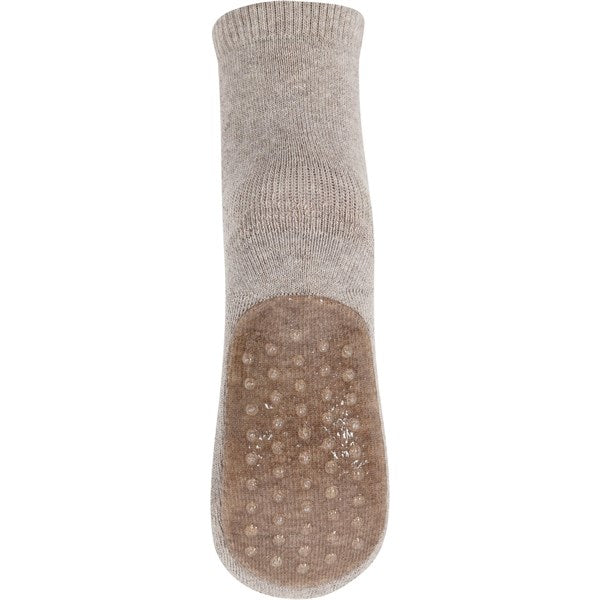 MP 7953 Cotton Anti-slip Strømper 489 Light Brown Melange