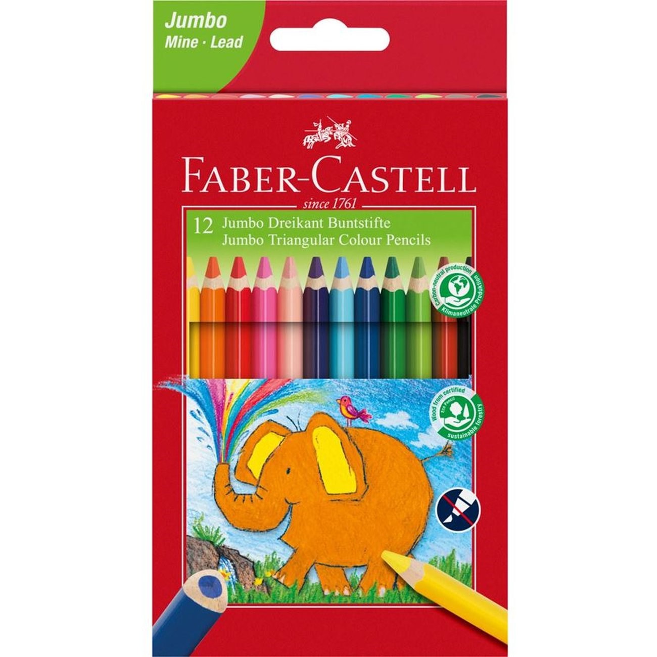 Faber Castell Jumbo 12 Trekants Farveblyanter