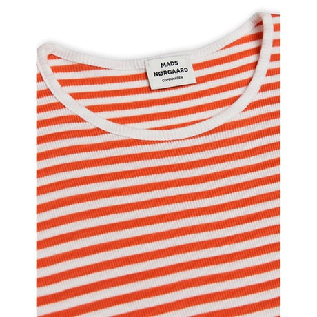 Mads Nørgaard Cotton Stripe Daisina Kjole Cherry Tomato/White