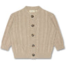 Petit Piao Light Taupe Melange Cardigan Chunky Strik Cabel