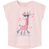 Name It Parfait Pink Giraffe Violet T-Shirt