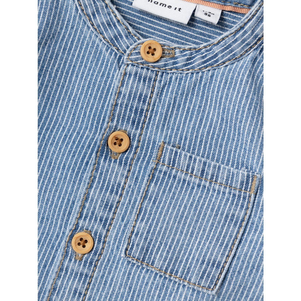 Name It Light Blue Denim Leo Stripe Denim Skjorte 5