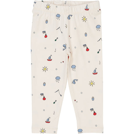 Copenhagen Colors Cream Fishing Print Jersey Leggings W Print