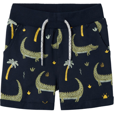 Name It Dark Sapphire Crocodiles Vermo Aop Lange Sweat Shorts Noos