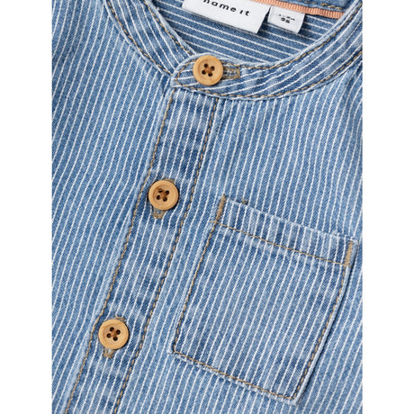 Name It Light Blue Denim Leo Stripe Denim Skjorte