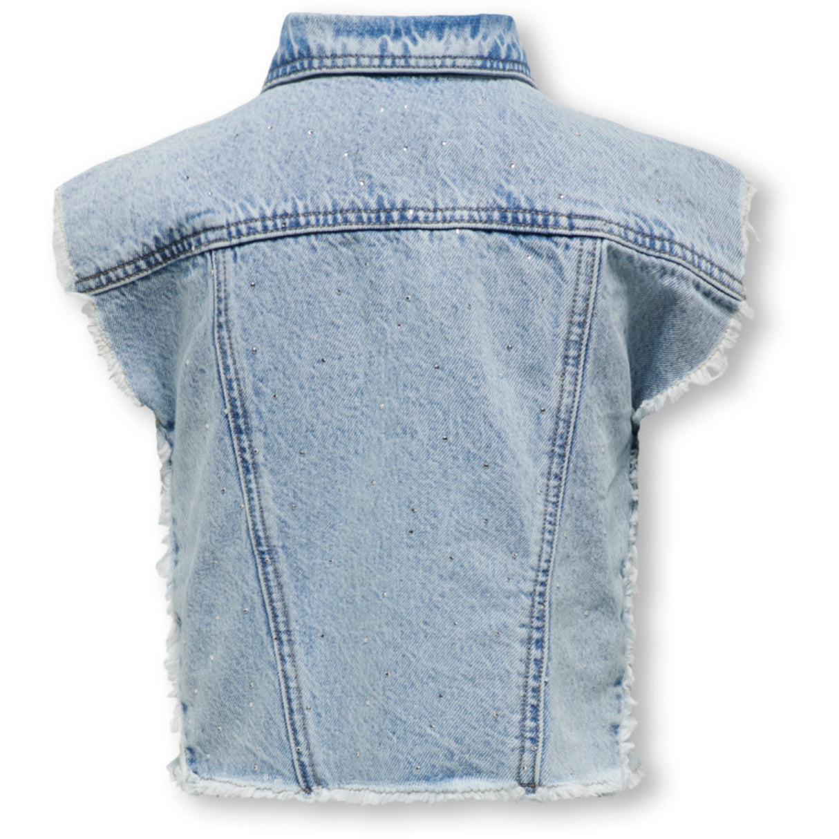 kids ONLY Light Blue Denim Cobain Rhinestone Vest Top 2