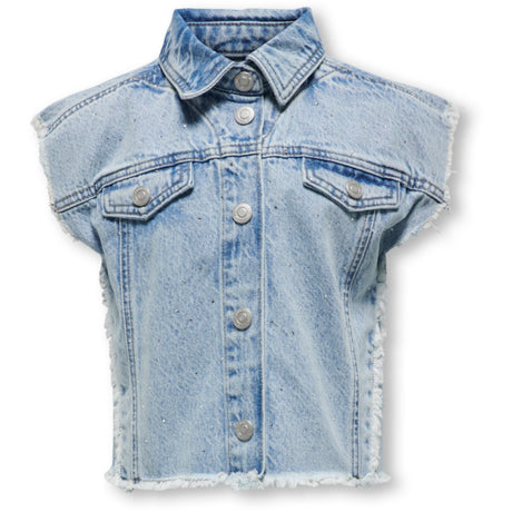 kids ONLY Light Blue Denim Cobain Rhinestone Vest Top