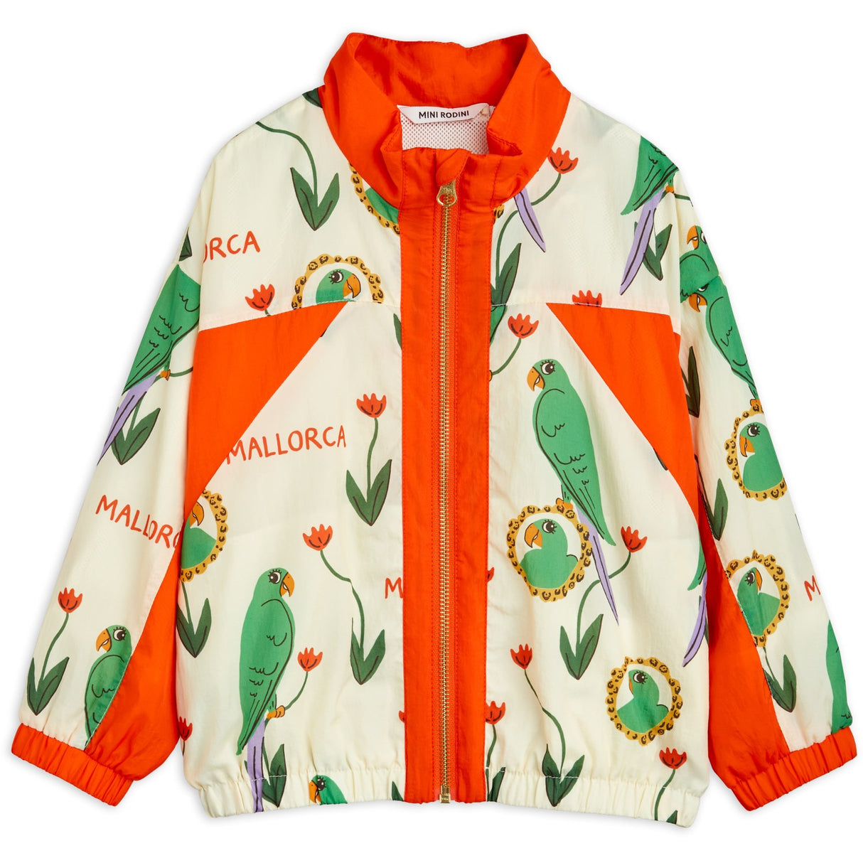 Mini Rodini Multi Parrots AOP Nylon Tracksuit Jakke