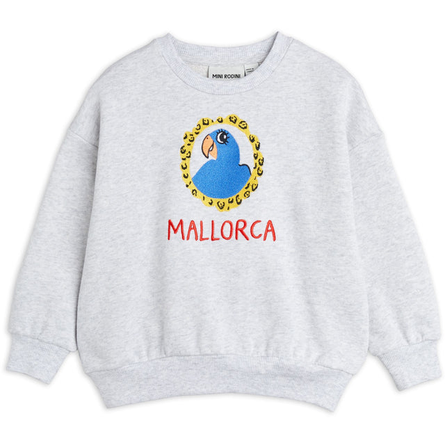 Mini Rodini Grey melange Parrot Embroidery Sweatshirt