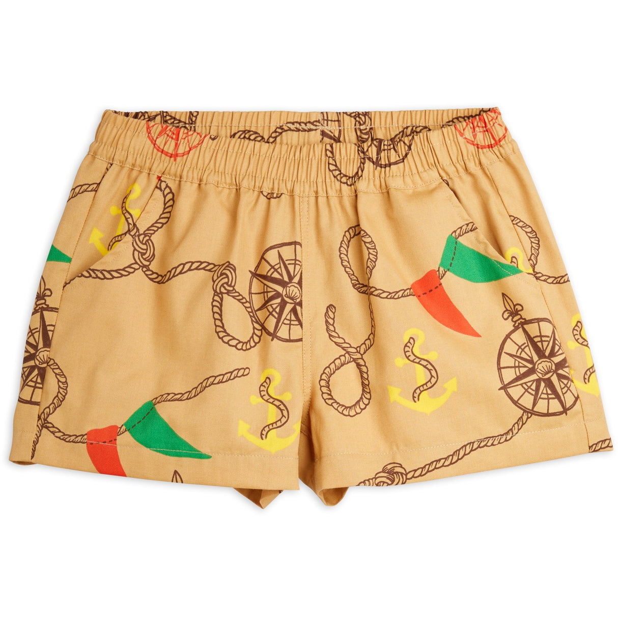 Mini Rodini Beige Nautical AOP Vævet Shorts